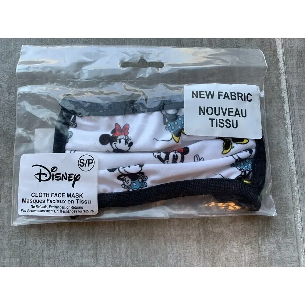 DISNEY Minnie Mouse Cloth Face Mask Kids NEW Washable Breathable Soft White